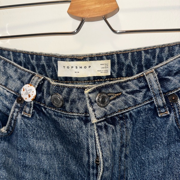 Topshop Distressed Blue Mom Jeans - Picture 3 of 4